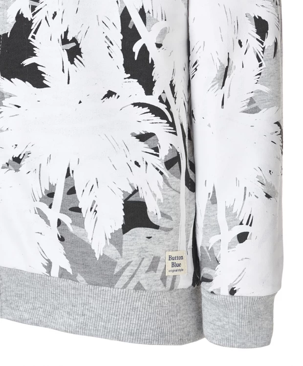 фото Серая толстовка с орнаментом пальмы button blue (146)