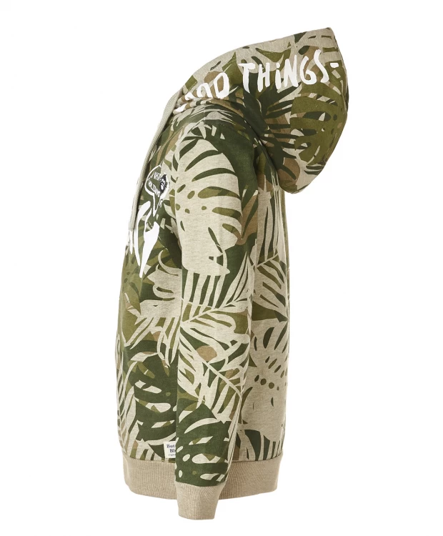 фото Толстовка хаки с орнаментом пальмы button blue (116)