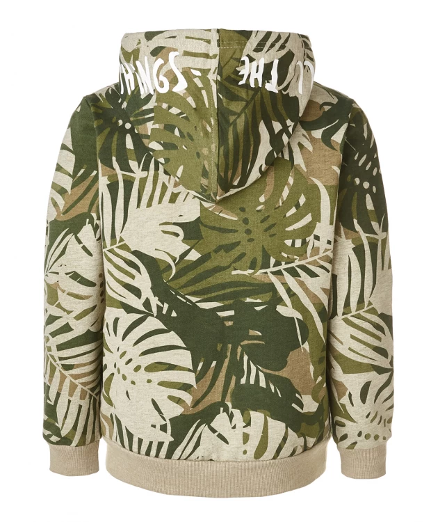 фото Толстовка хаки с орнаментом пальмы button blue (116)