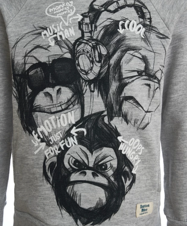 фото Серая толстовка из футера button blue (110)