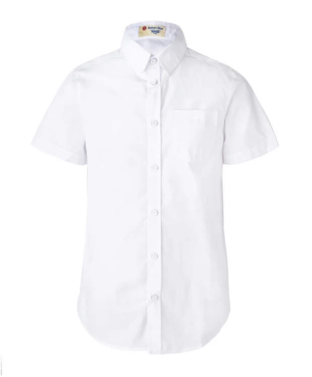 фото Хлопковая рубашка с коротким рукавом button blue (152)