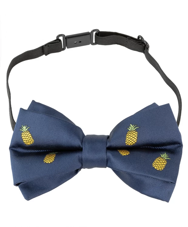 Синий галстук-бабочка с орнаментом Ананас Button Blue (Без размера)