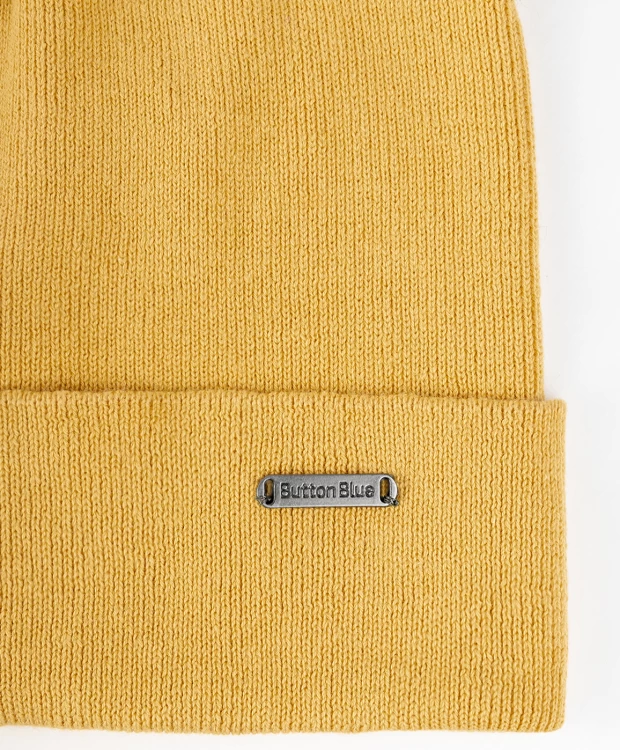 фото Охряная вязаная шапка button blue (54)