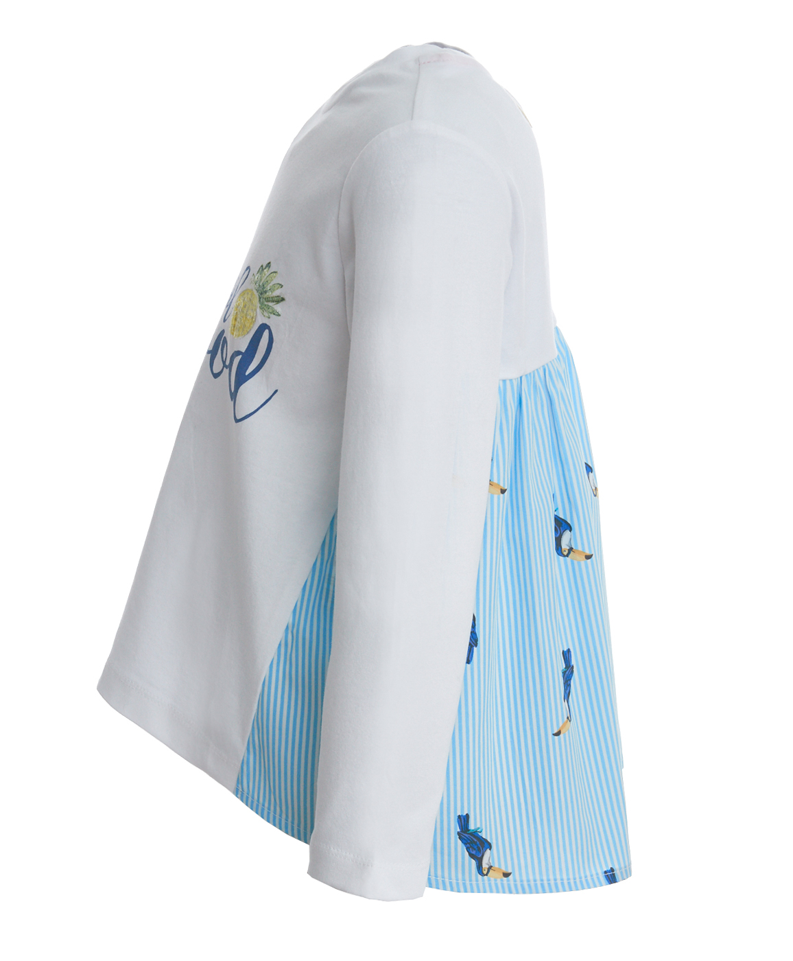 фото Белая футболка с декором button blue