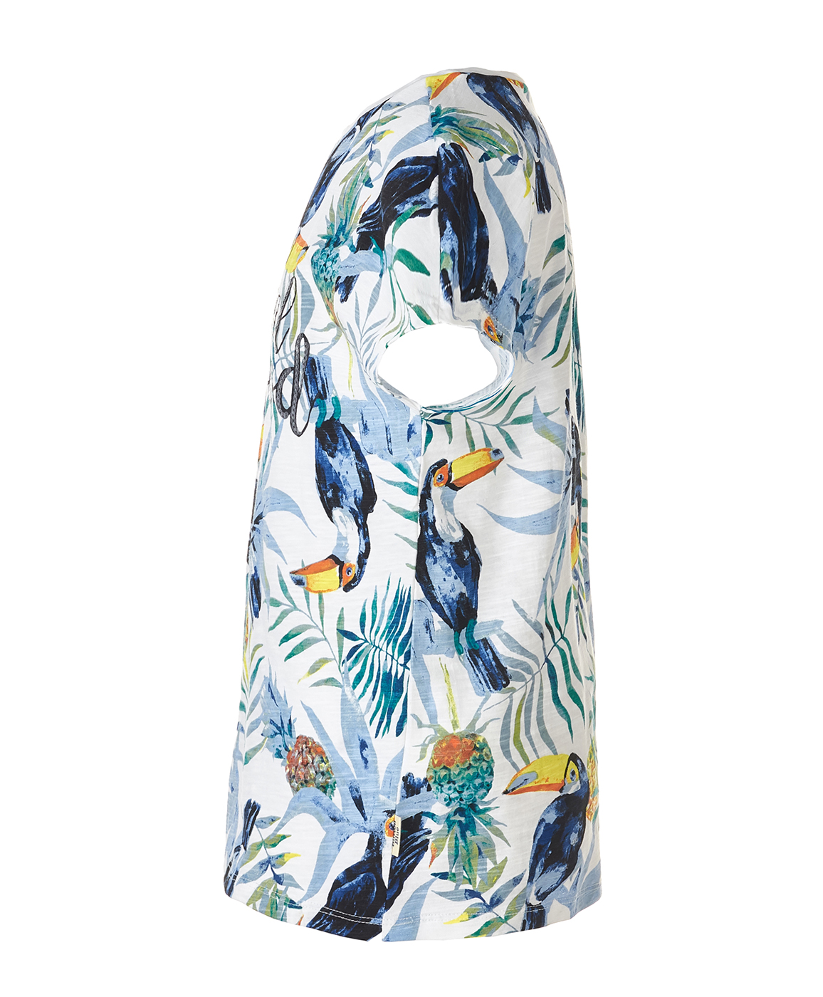 фото Белые футболка с орнаментом тукан button blue