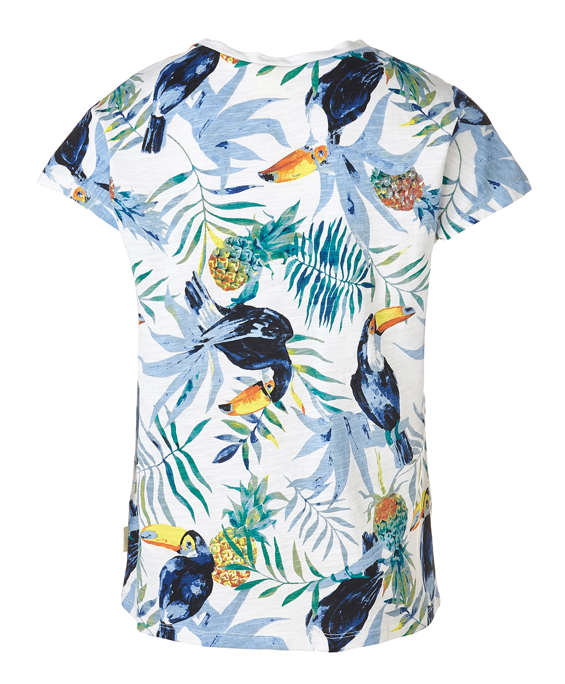 фото Белые футболка с орнаментом тукан button blue