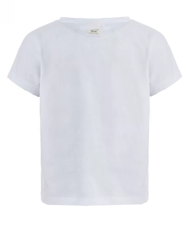 Белая футболка с принтом Button Blue (116), размер 116, цвет белый Белая футболка с принтом Button Blue (116) - фото 2