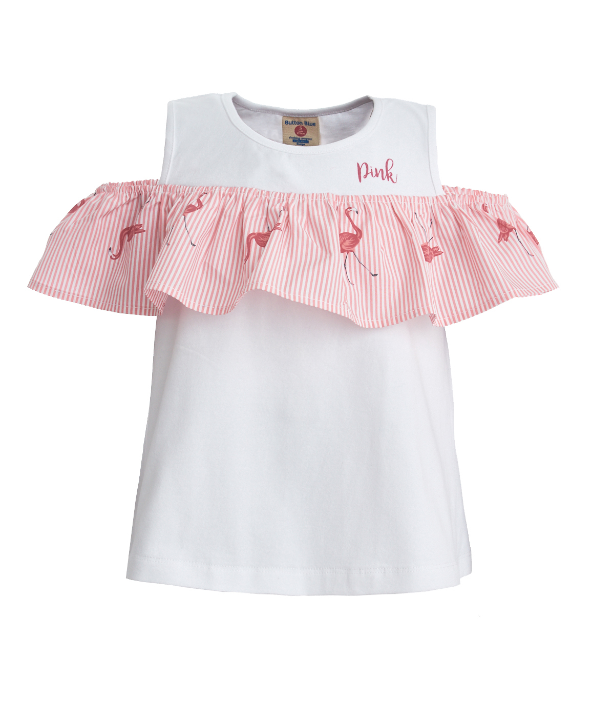 фото Футболка с розовой оборкой button blue