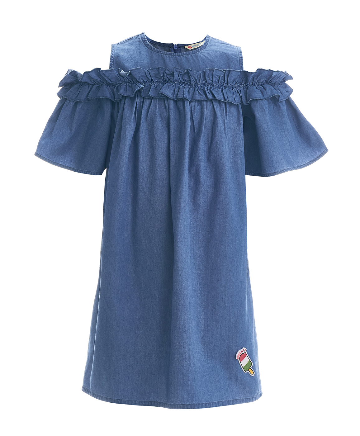 фото Голубое платье шамбре button blue