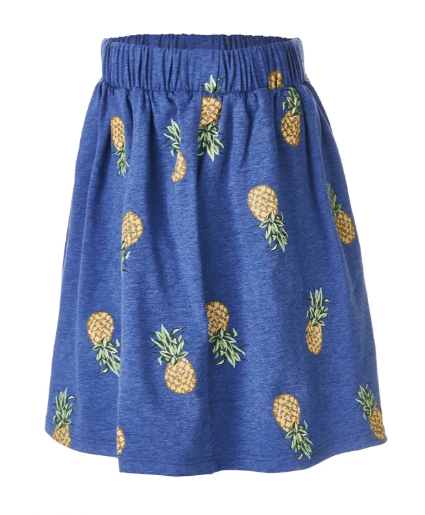 фото Синяя юбка с орнаментом ананасы button blue (122)