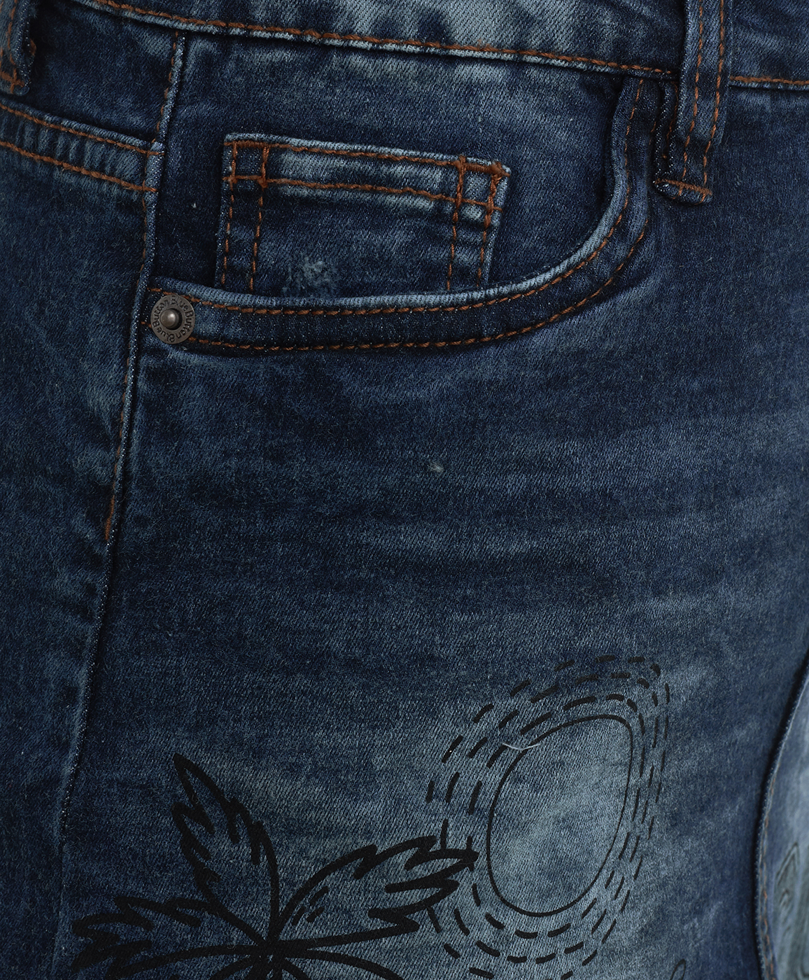 фото Синяя джинсовая юбка с принтами button blue