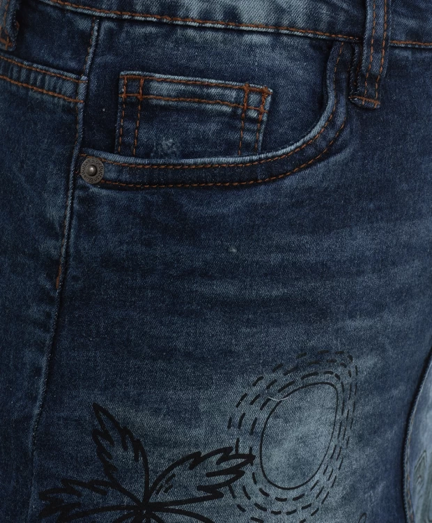 фото Синяя джинсовая юбка с принтами button blue (140)