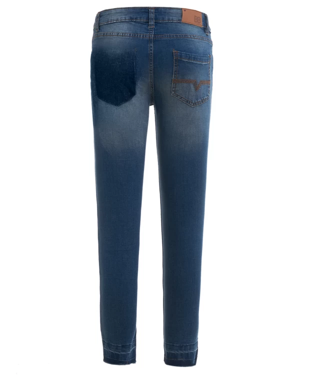 фото Голубые джинсы слим с потертостями button blue (98)