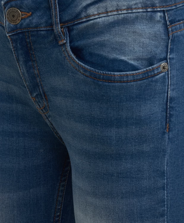фото Голубые джинсы слим с потертостями button blue (98)