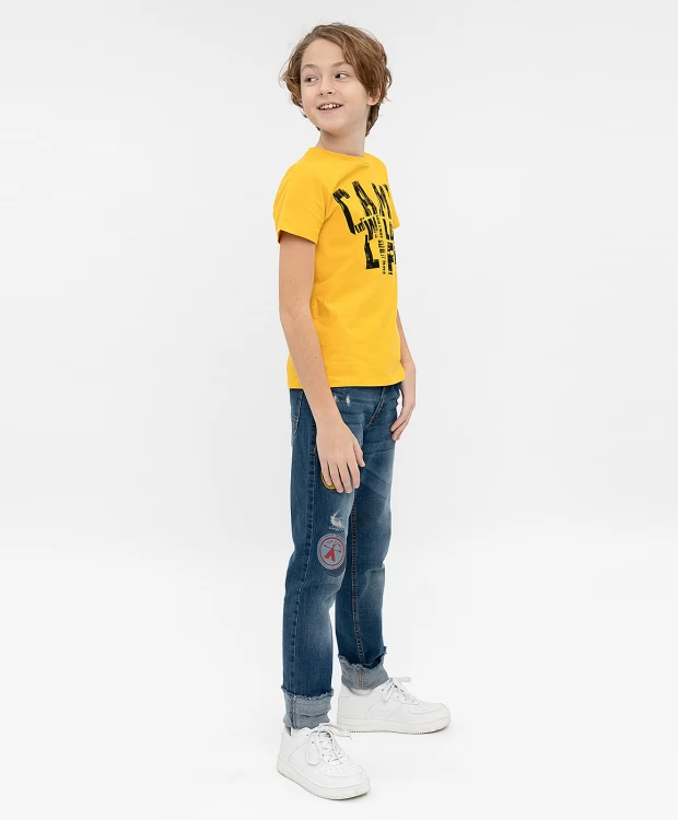 Желтая футболка с принтом Button Blue (104), размер 104, цвет желтый Желтая футболка с принтом Button Blue (104) - фото 2