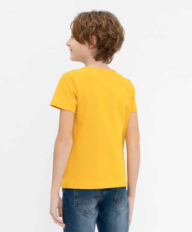 Желтая футболка с принтом Button Blue (134), размер 134, цвет желтый Желтая футболка с принтом Button Blue (134) - фото 3