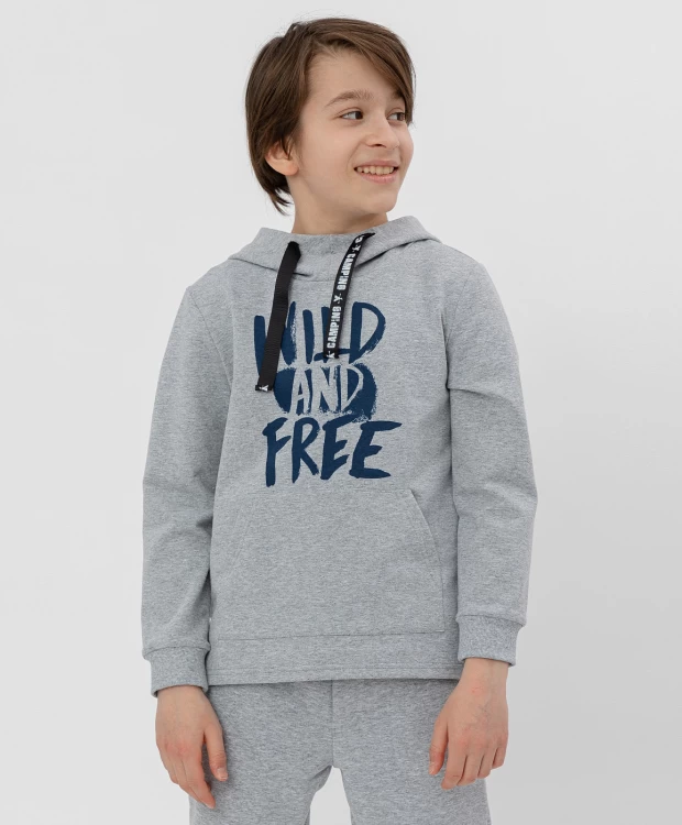 фото Серая толстовка с капюшоном button blue (122)