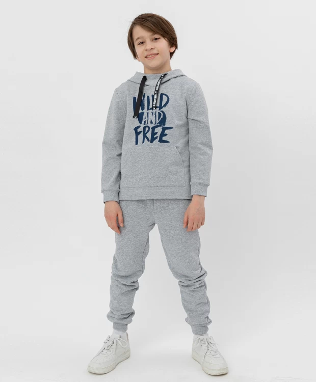 фото Серая толстовка с капюшоном button blue (122)