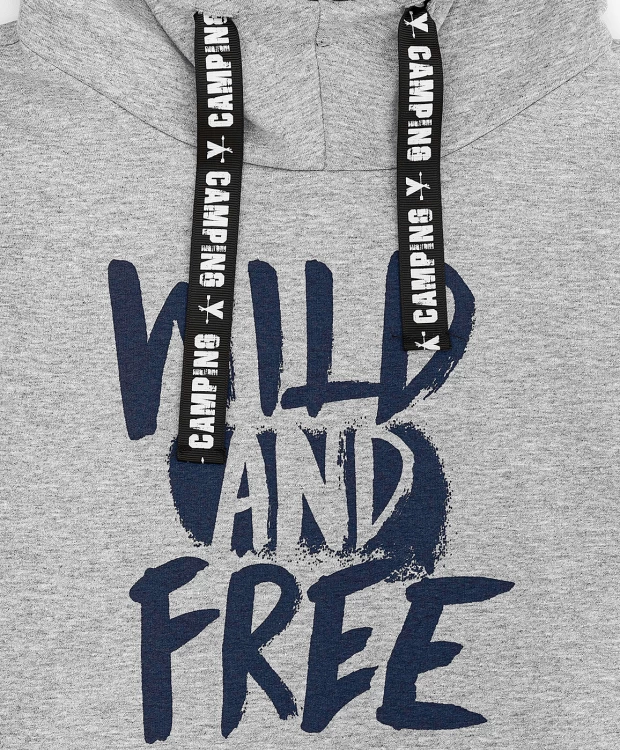 фото Серая толстовка с капюшоном button blue (122)