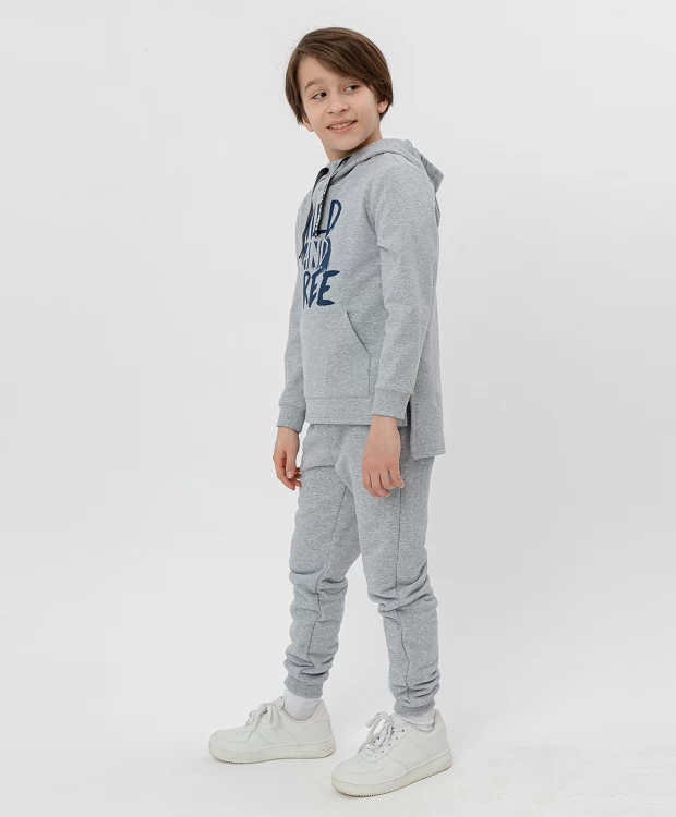 фото Серая толстовка с капюшоном button blue (122)