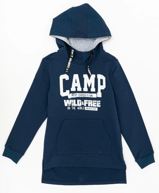 фото Синяя толстовка с капюшоном button blue (140)