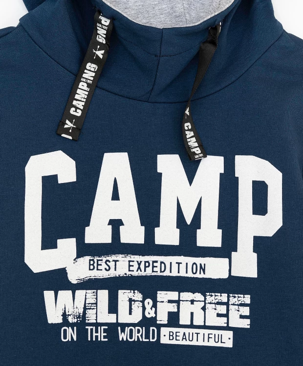 фото Синяя толстовка с капюшоном button blue (140)