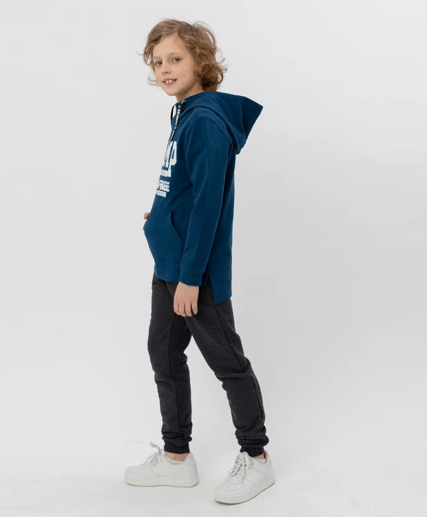 фото Синяя толстовка с капюшоном button blue (140)