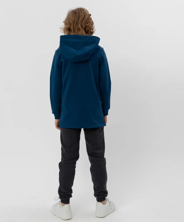 фото Синяя толстовка с капюшоном button blue (140)