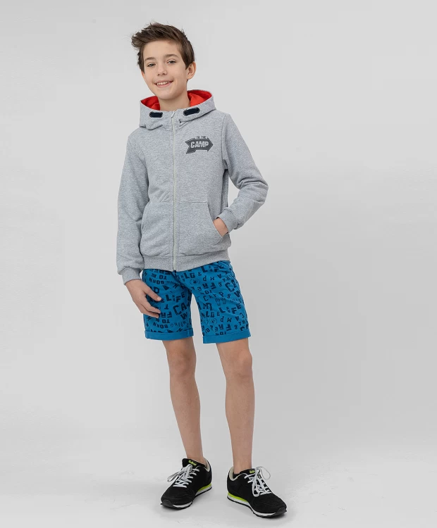 фото Серая толстовка на молнии button blue (122)