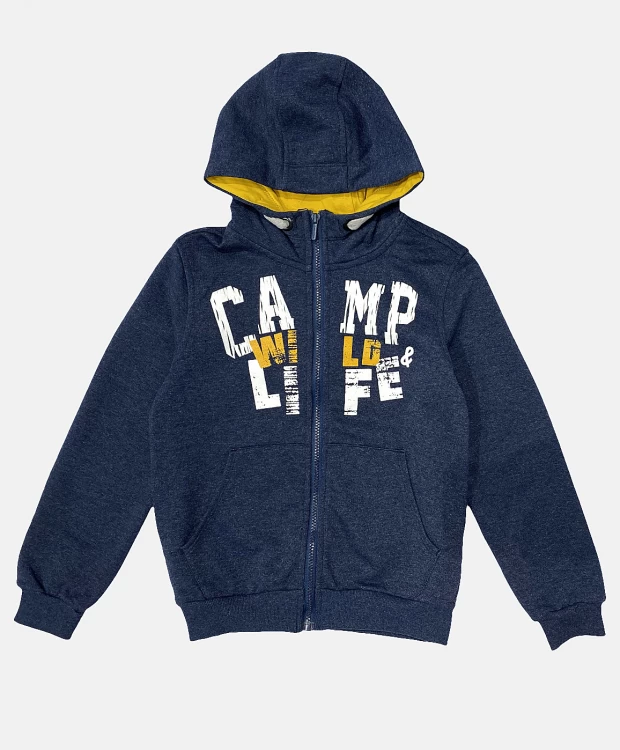 фото Синяя толстовка на молнии button blue (122)