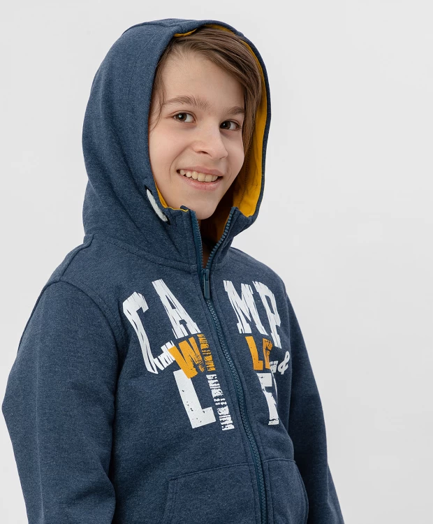 фото Синяя толстовка на молнии button blue (122)