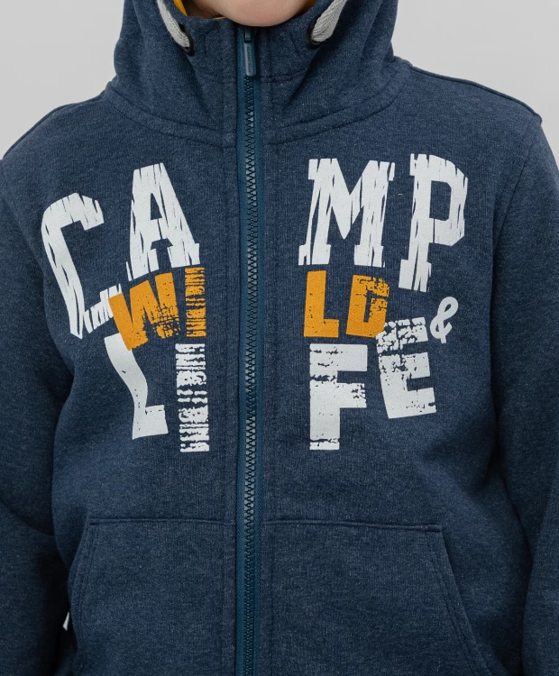 фото Синяя толстовка на молнии button blue (122)