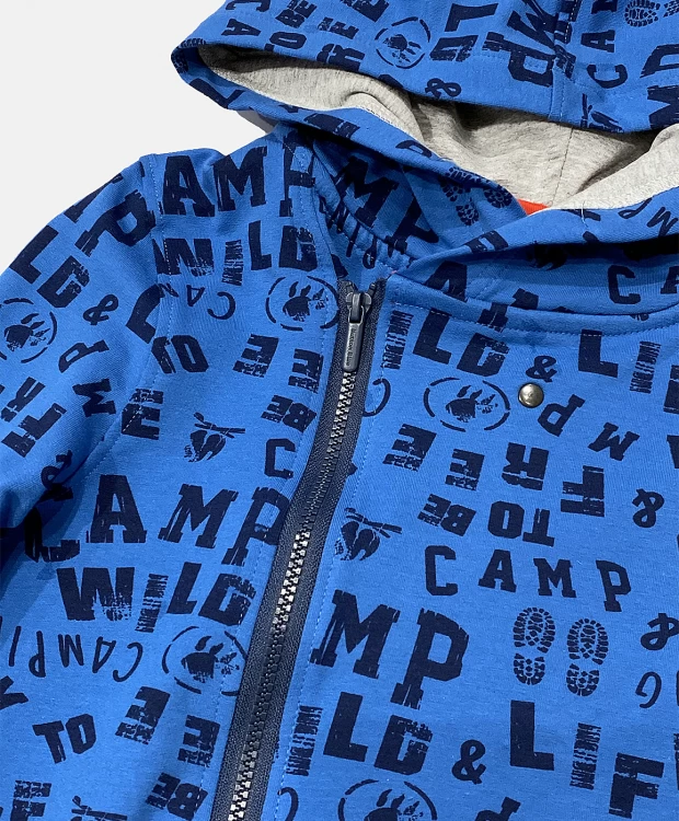 фото Синяя толстовка с орнаментом button blue (104)