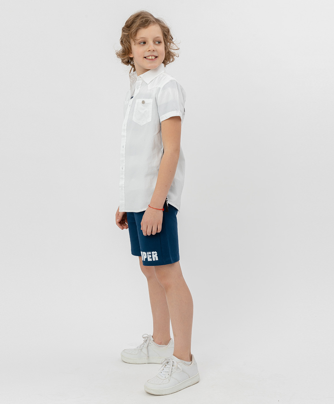 Белая рубашка с коротким рукавом Button Blue 120BBBC23020200, размер 158, цвет белый - фото 3