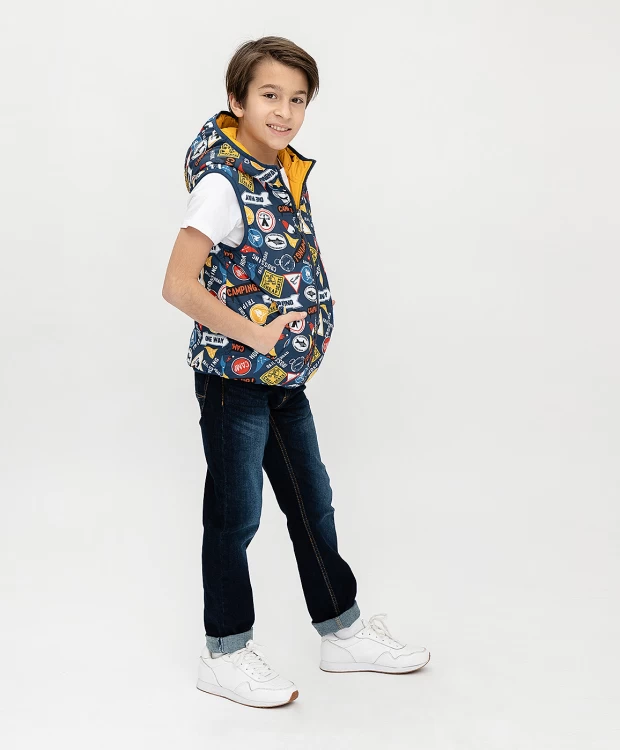 фото Двухсторонний жилет с капюшоном button blue (152)