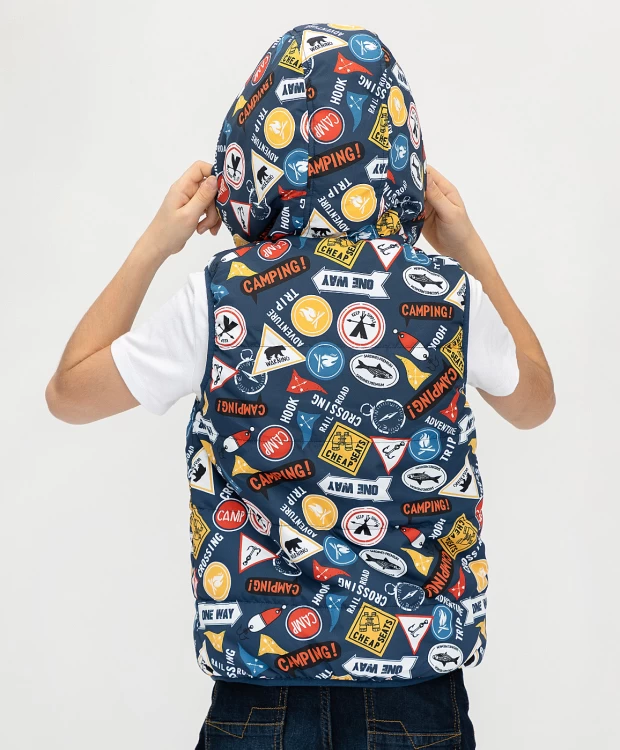 фото Двухсторонний жилет с капюшоном button blue (152)