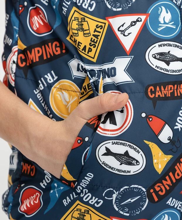 фото Двухсторонний жилет с капюшоном button blue (152)