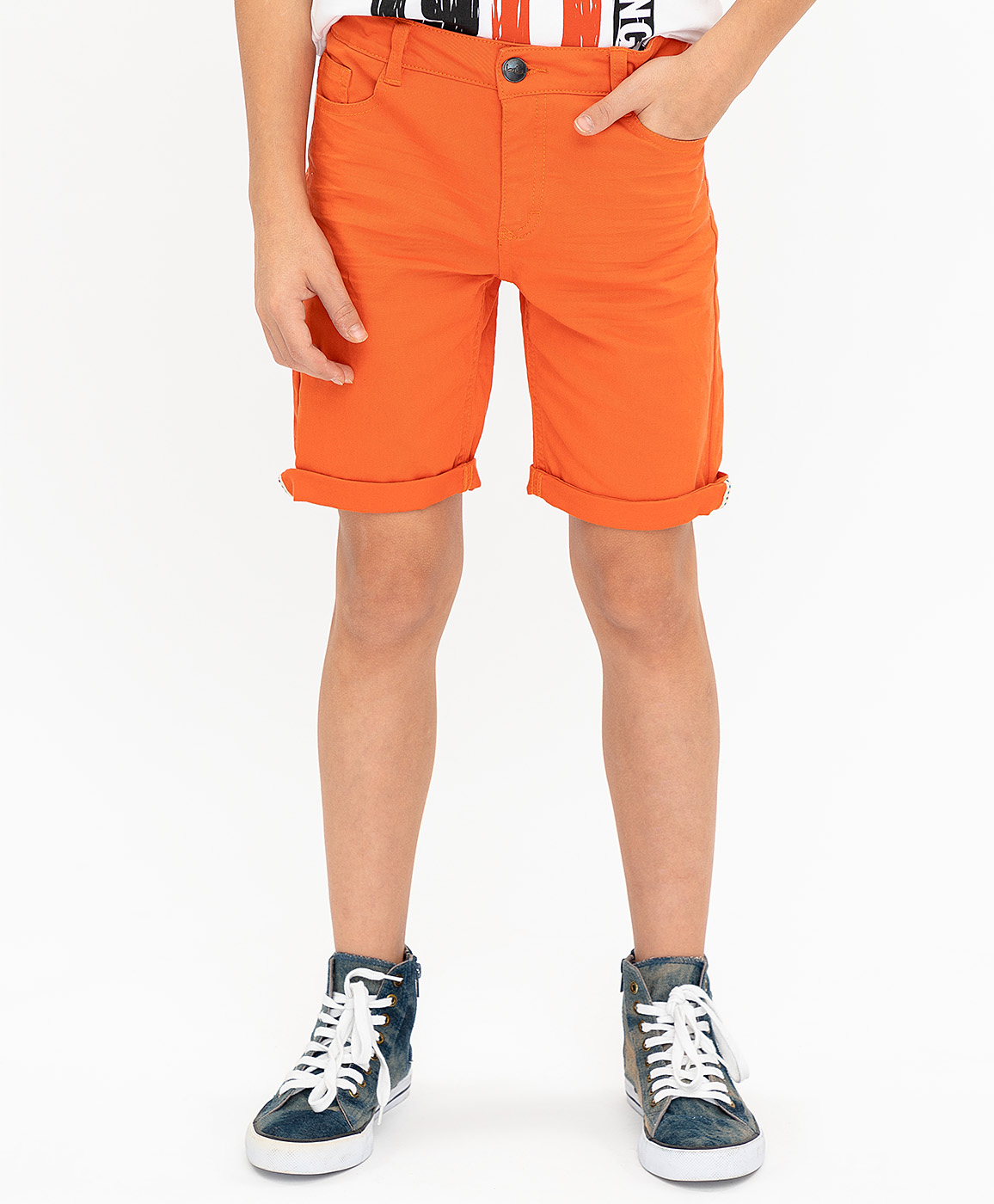 Оранжевые твиловые шорты Button Blue 120BBBC60036100, размер 98, цвет оранжевый - фото 2