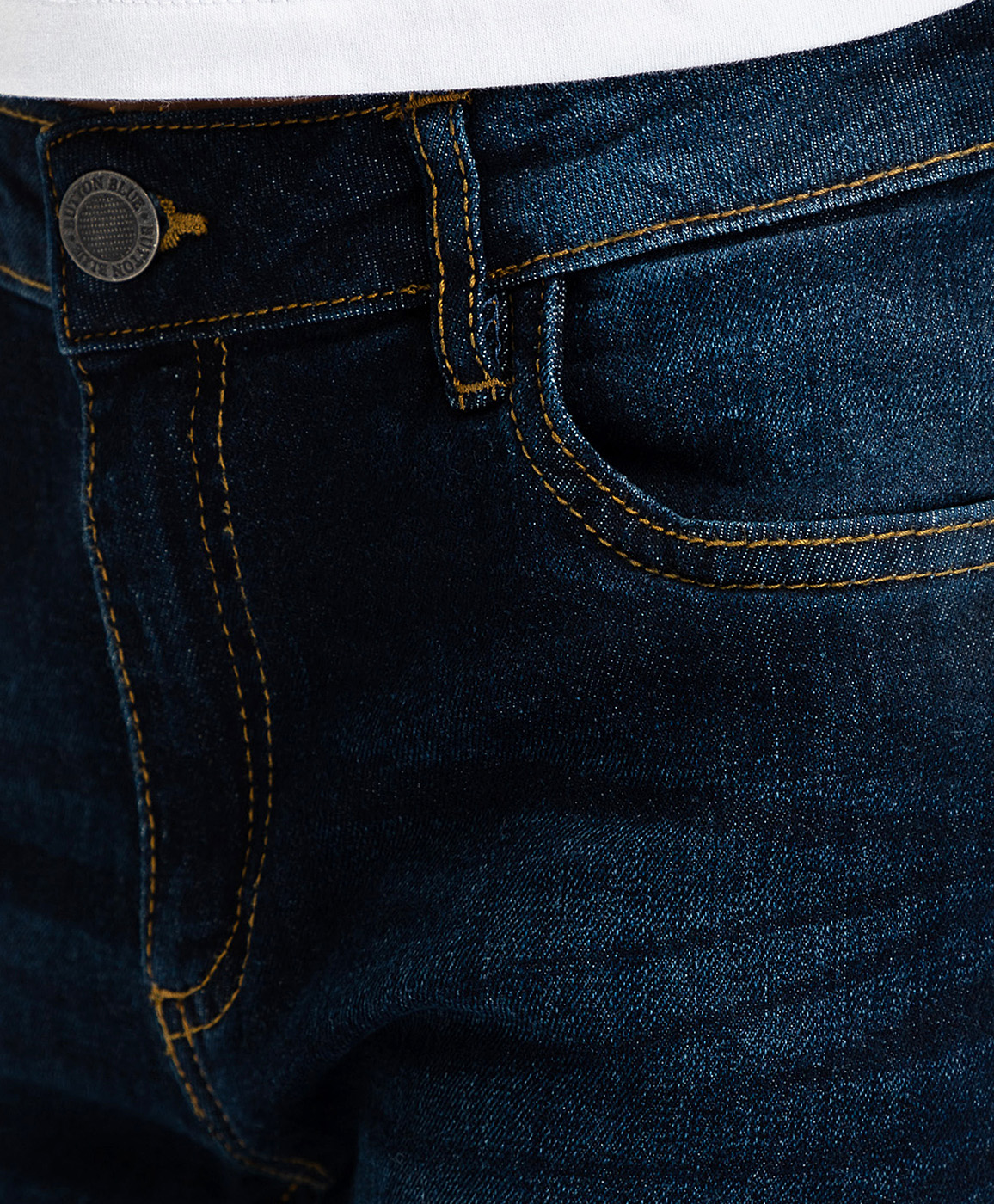 Темно-синие джинсы Regular Fit Button Blue 120BBBC6301D100, размер 104, цвет синий - фото 5