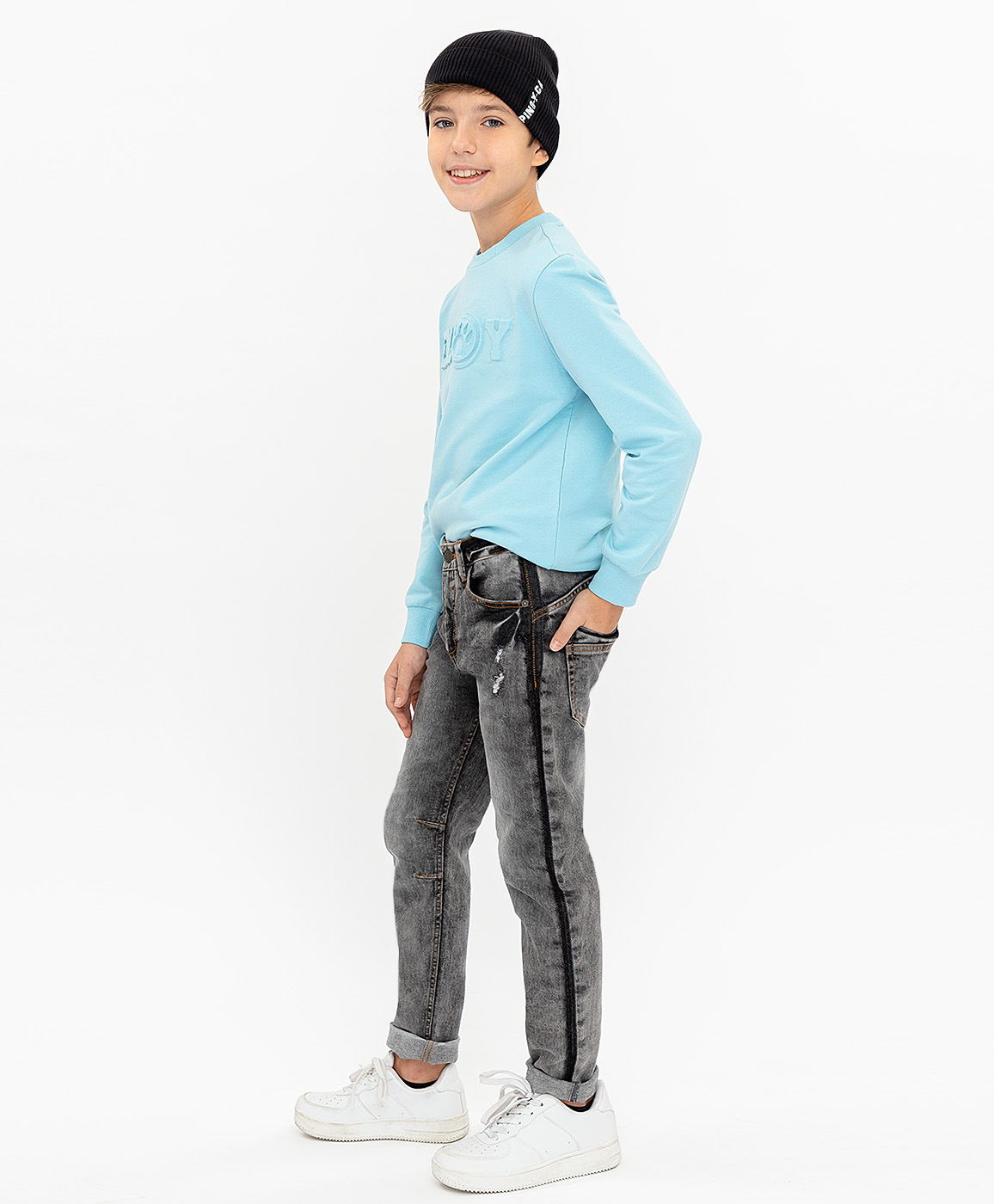 Серые джинсы Slim Fit Button Blue 120BBBC6305D300, размер 98, цвет серый - фото 3