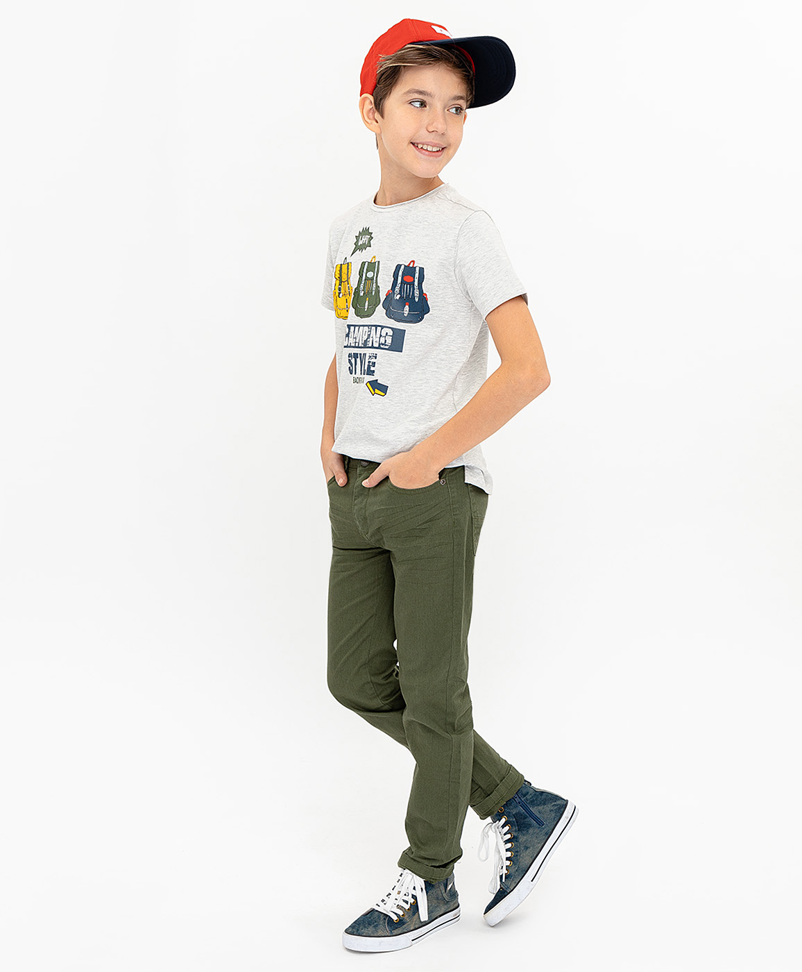фото Твиловые брюки цвета хаки button blue