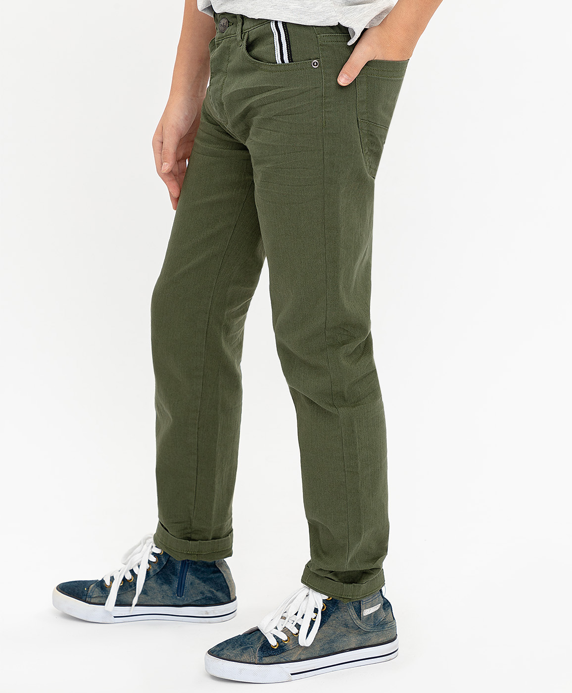 фото Твиловые брюки цвета хаки button blue