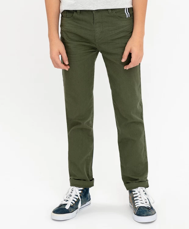 фото Твиловые брюки цвета хаки button blue (110)