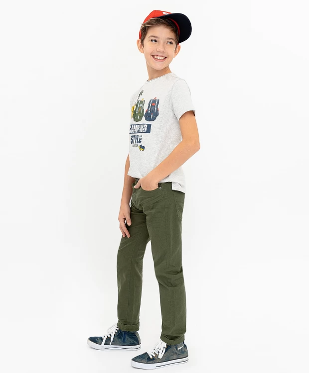 фото Твиловые брюки цвета хаки button blue (110)