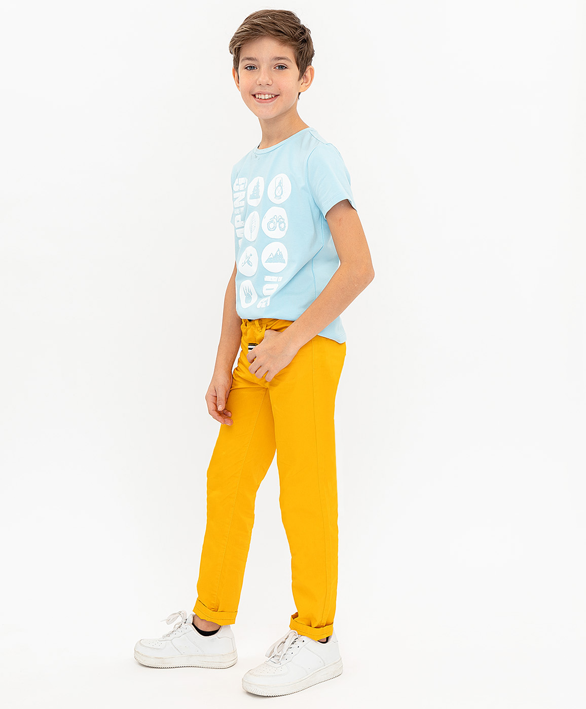 Желтые брюки Button Blue 120BBBC63082700, размер 104, цвет желтый - фото 3