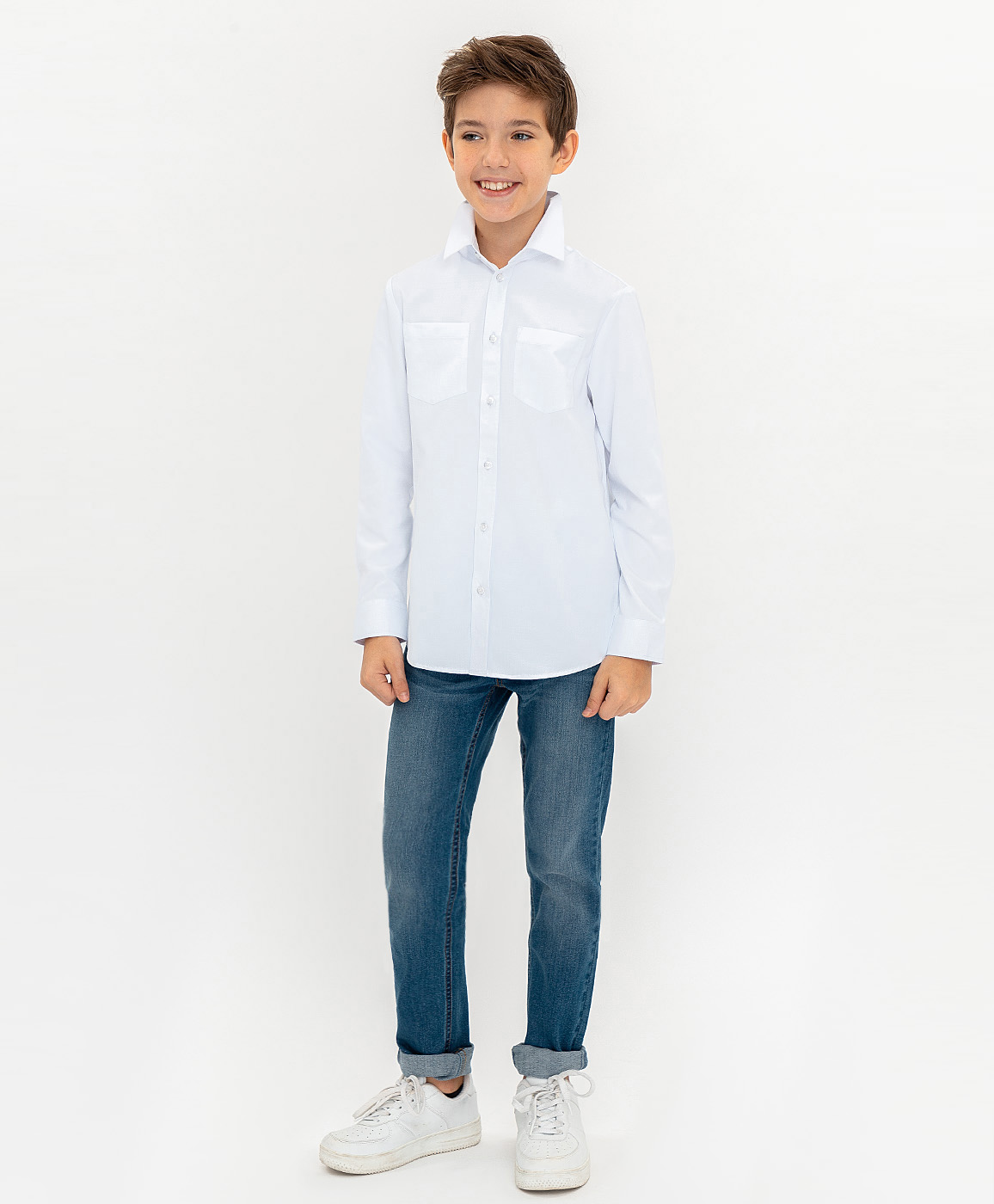 Белая нарядная рубашка Button Blue 120BBBP23030200, размер 104, цвет белый - фото 2