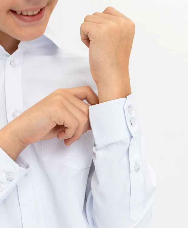 фото Белая нарядная рубашка button blue (122)