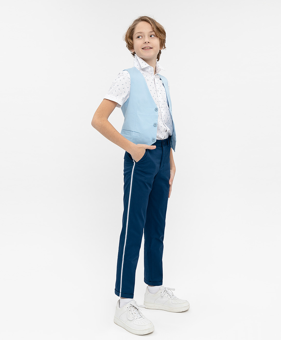 фото Синие нарядные брюки button blue