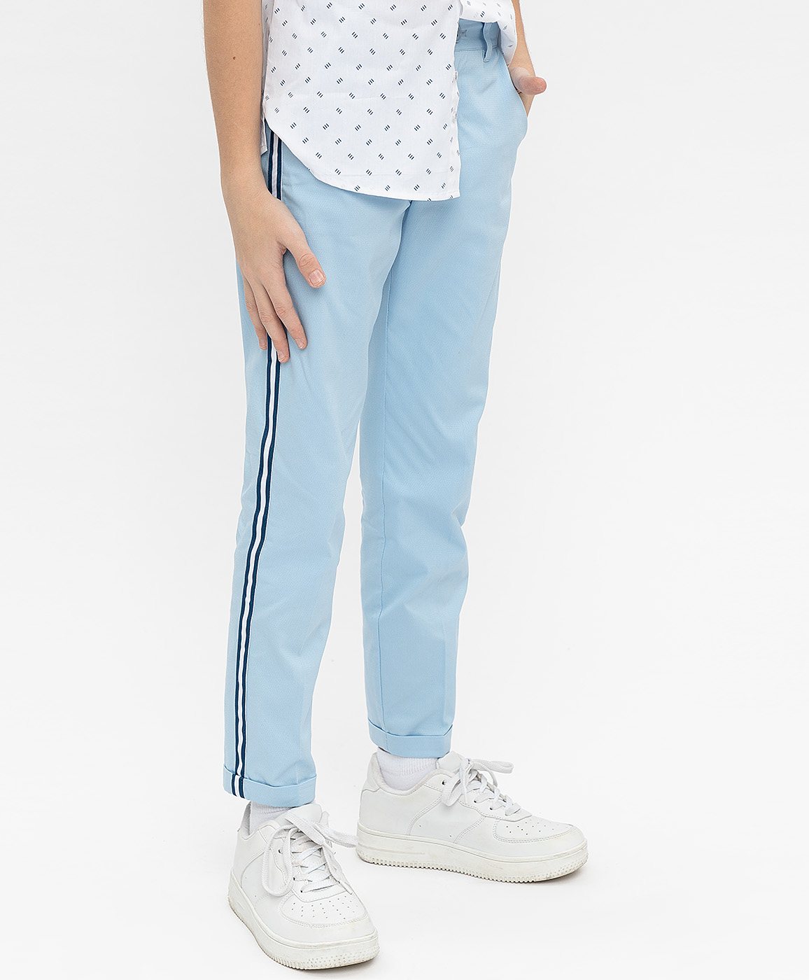 фото Голубые нарядные брюки button blue