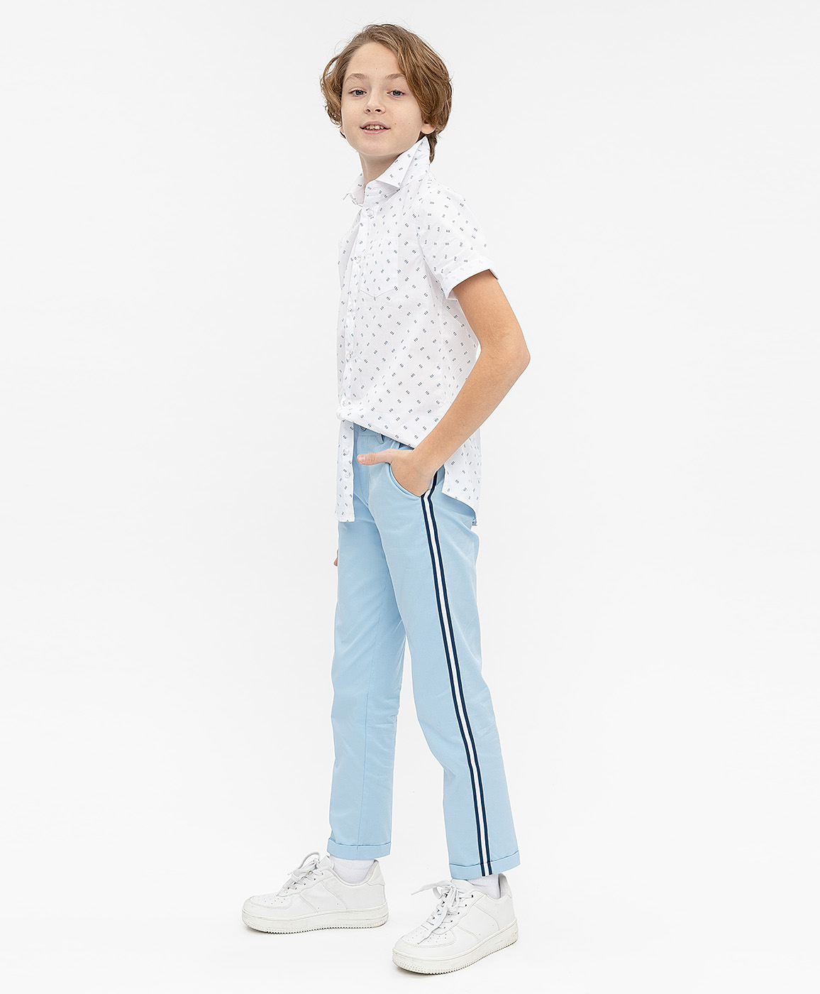 фото Голубые нарядные брюки button blue